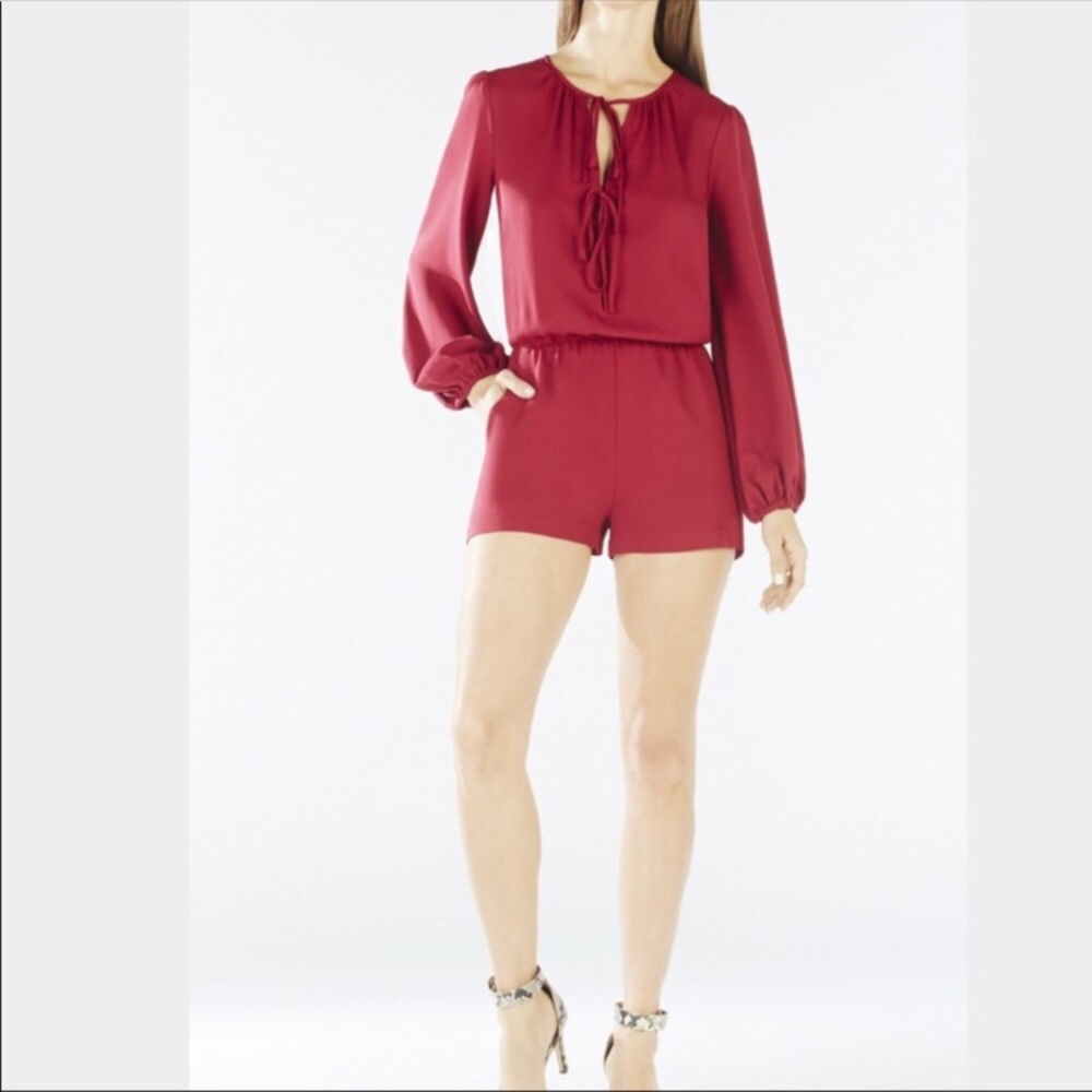 BCBG MaxAzria Red Long Sleeve Romper